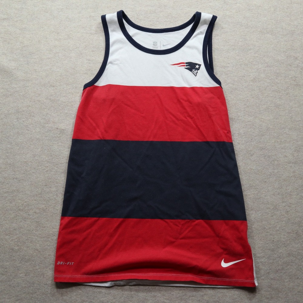 Nike New England Patriots Tank Top Size M Striped Modern Dri-FIT Training Shirt
